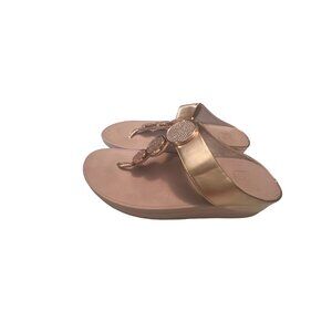 FitFlop Womens Gold Leather Thong Sandals Size 7‎